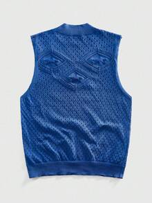 ROMWE MEN Street Life Men's Sleeveless Casual Hollow-Out Blue Knit Tank Top - Purple - View 10