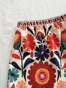 Soleia 新款时尚梭织印花吊带背心+短裤两件套，适合度假、下午茶、婚礼季、海滩游轮假期、城市自驾游、波西米亚风假期、音乐节、海滩装扮、复活节、海滩、优雅、假日、音乐会、热带假期、假日、波西米亚风、春夏秋季 - 彩色 - 查看 8