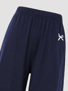 Emery Rose Kids 少女休闲蝴蝶结印花荷叶边T恤套装 - 藏蓝色 - 查看 5