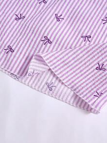 SHEIN Conjunto de top sin mangas y shorts con decoración de lazo para niñas preadolescentes - Rosa - Ver 4