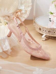 CUCCOO HITCHD 女士尖头搭扣设计日常百搭时尚高跟鞋 - 藕粉色 - 查看 13