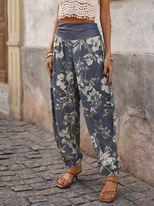 Brillora Women's Loose Printed Woven Pants, Suitable For Spring/Summer Vacation - Iron Gray - View 3