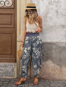 Brillora Women's Loose Printed Woven Pants, Suitable For Spring/Summer Vacation - Iron Gray - View 6