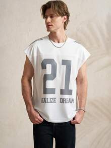Manfinity Dauomo Men's Minimalist Printed Round Neck Short Sleeve Tank Top - White - View 7
