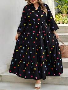 SHEIN CURVE+ Plus Size Women Floral Print Flared Sleeve Loose Vacation Dresssummer/Country/Beach Vacation Outfits/Beach Outfits/Beach Wear - Multicolor - View 7