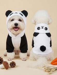 PETSIN 1pc Animal Cosplay Costume Hoodie, Suitable For Dogs And Cats To Wear Outdoors - Black and White - View 6
