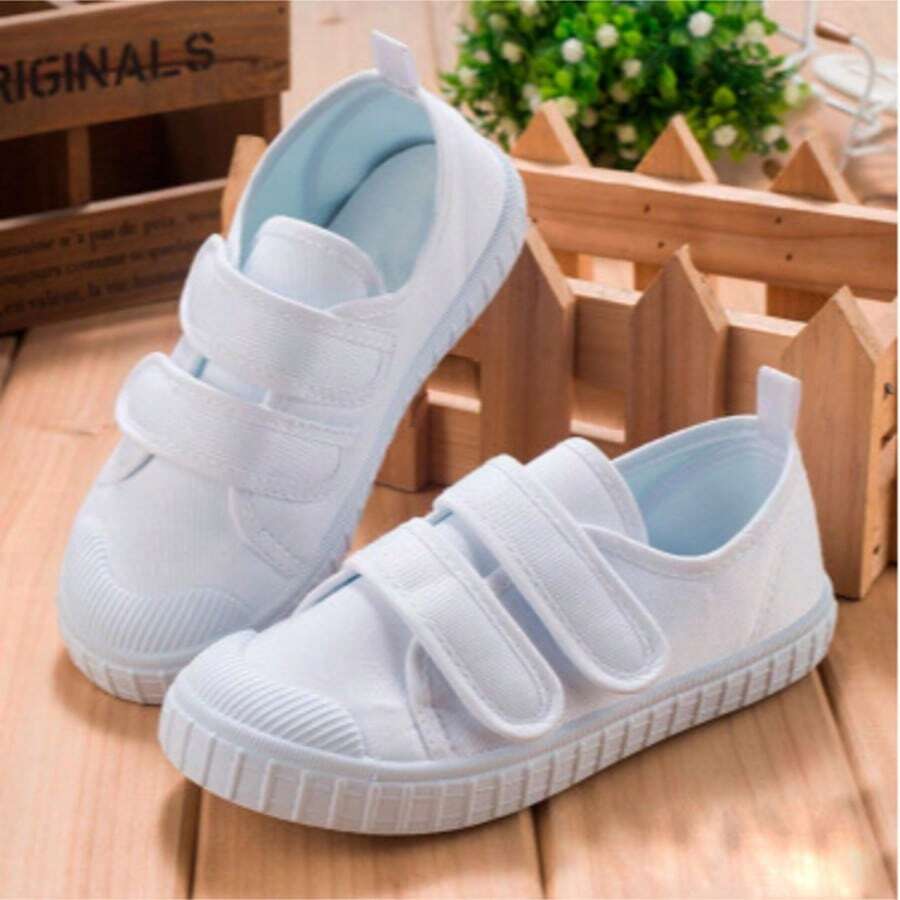 TENIS BLANCOS DE TELA CON DOBLE AJUSTE - Blanco - Ver 1