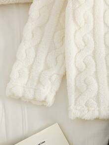 Flannel Tween Boys Loungewear 2-Piece Set - Cream White Bear Print Top Dark Gray Pants Combo Three Cute Bears HAPPY LITTLE BEAR Letter Print Design Cream White Dark Gray Contrast Match Thick Warm Flannel Fleece Fabric Long Sleeve Top Pants Set Social Media Style Healing Pet Autumn Winter Spring Holiday Essential Tween Boys Home Set Boy Clothes Set Winter - Multicolor - View 6