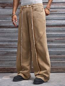 AXEPEAK Pantalones casuales color caqui para hombres, pantalones de moda para primavera/verano - Caqui - Ver 3