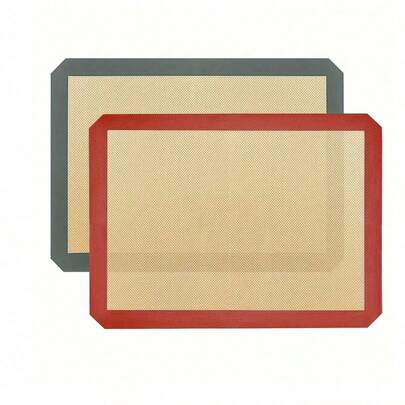 Tapis de cuisson en silicone - Feuille de cuisson en silicone réutilisable - Fournitures de cuisson antiadhésives faciles et pratiques - Tapis en silicone de 16,5"X11,6" pour la cuisson - Tapis de cuisson pour le four