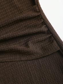 Sweetra New Arrival Waist Cinching Minimalist Flare Sleeve Bodycon Long Dress - Coffee - View 4