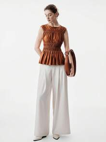 Aalyst Women's Fashion Sleeveless Multi-Layer Ruffle Hem Waist Cinched Vintage Elegant Casual Camisole, Suitable For Dates, Spring/Summer - Brown - View 5