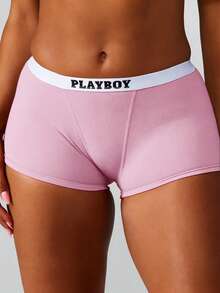 Missguided x Playboy 带有品牌腰带的Logo平角裤，穿着舒适，适合日常穿着。 - 淺粉色 - 查看 3