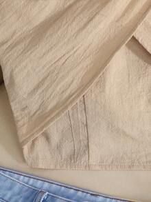 SHEIN Teen Girls' Woven Criss-Cross Back Cinched Waist Cropped Casual Tank Top, Spring/Summer - Khaki - View 3