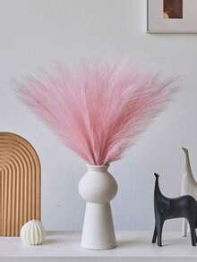Artificial Plant Simulation Reed Grass, Measuring 97 Centimeters In Length; Pink Simulated Reed Grass, Decorated With Real Reed Flowers; Large Artificial Reed Branches. Suitable For Use In Floor-Standing Vases, As Vase Filler, Or As A Decorative Element In A Bohemian-Style Home Decor. - Pink - View 6
