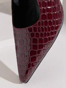 SHUZIA 女士优雅时尚尖头露跟细高跟鞋 - 酒紅色 - 查看 8