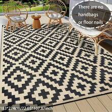 Thảm ngoài trời chống thấm nước, thảm cỏ nhân tạo hai mặt bằng nhựa cho sân vườn, cắm trại, xe RV, thích hợp cho sân, hiên nhà, ban công, lối vào ngoài trời, sân sau, ghế dài, dã ngoại, cắm trại, sàn hồ bơi, màu đen và be. - Màu be - Xem 14