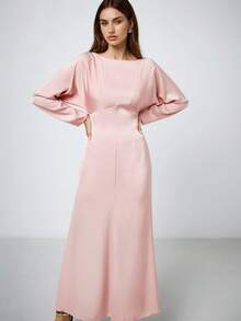 Maija Women's Backless Long Sleeve Dress, Elegant - Pink - View 1