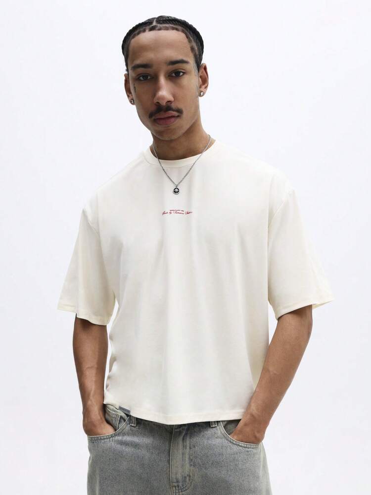 Oversized Tee With Small Chest Print