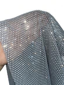 EgrlEra Áo tank top lưới đính đá cho nữ, gợi cảm, xuyên thấu, lấp lánh, thích hợp cho các bữa tiệc ngày lễ. - Màu Xám nhạt - Xem 6