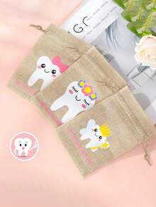 6pcs Tooth Fairy Pouches, Blue & Pink Tooth Fairy Bags, Holiday & Birthday Gift - Multicolor - View 3