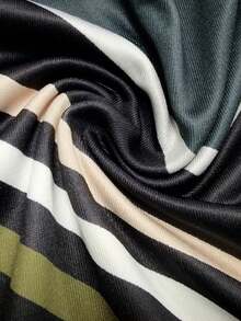 SHEIN LUNE 女士无袖圆领条纹数码印花开衩优雅连衣裙长款女装 - 彩色 - 查看 3