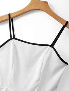 Franclia Women's Elegant Black And White Color-Blocked Camisole Top,Strapless Babydoll Peplum Cami, Bustier For Summer Holiday Dining Vacation Wear - White - View 5