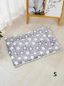 1 件装柔软加厚隔热保暖可水洗防滑底耐用星形图案设计狗笼垫狗床毯猫垫适用于中小型宠物缓解焦虑和压力冬季圣诞礼物宠物睡眠垫宠物床必备品 - 灰色 - 查看 17