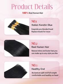 22inch 100PCS I Tips Hair Extensions Real Human Hair Easy To Style Long Straight Itip Human Hair Extensions Add Length Pre Bonded Extensions Remy Hair For Women - Multicolor - View 3
