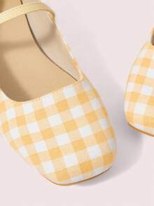 CUCCOO DOLLMOD Zapatos de mujer de punta cuadrada plana tipo Mary Jane a cuadros, estilo campus, tacón bajo lindo, zapatos de primavera color rojo para primavera, vacaciones de primavera y Pascua - Naranja Quemada - Ver 8