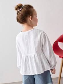 Maija Blouse à manches bouffantes avec décor papillon pour jeune fille - Blanc - Voir 2