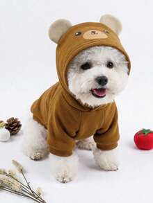 PETSIN 1pc Animal Cosplay Costume Hoodie, Suitable For Dogs And Cats To Wear Outdoors - Brown - View 2