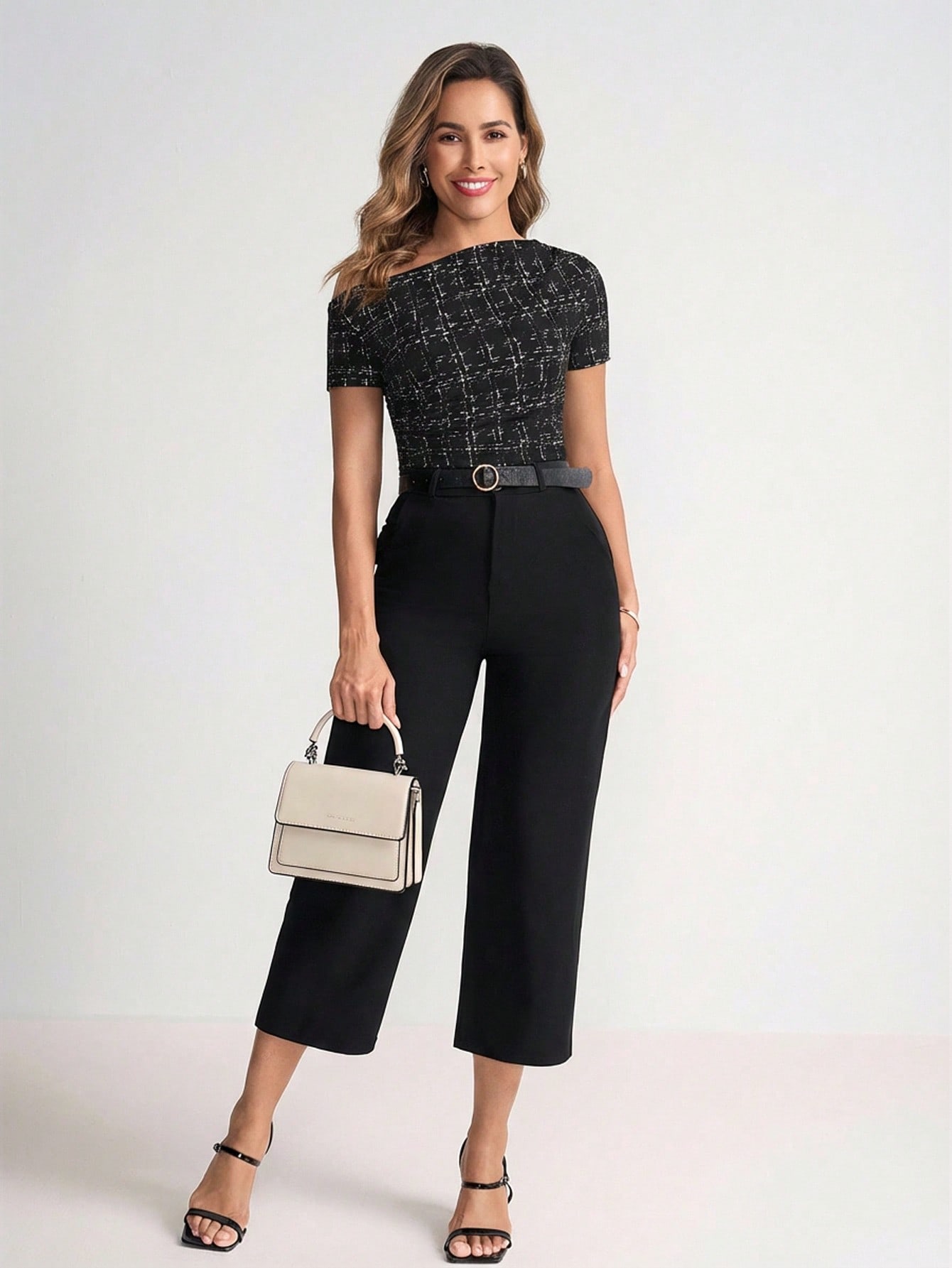 Ellevyn 3 قطع تيشيرتات نسائية بياقة غير متماثلة مط...