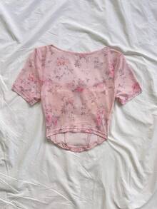 Soleia Áo croptop lưới màu hồng buộc dây phía trước dành cho nữ, họa tiết hoa, thích hợp cho mùa hè và mùa xuân, ngày lễ tình nhân, lễ hội hóa trang, đi biển, đi chơi, thanh lịch, đi nghỉ mát, thường ngày, áo croptop hoa hồng, áo mùa hè dễ thương, áo ren, mùa xuân đến hè, lễ Phục sinh, lễ hội hóa trang, tiệc hóa trang, đám cưới trên bãi biển, lễ tốt nghiệp trên bãi biển, áo nữ tính mùa hè cho nữ - Nhiều màu - Xem 2
