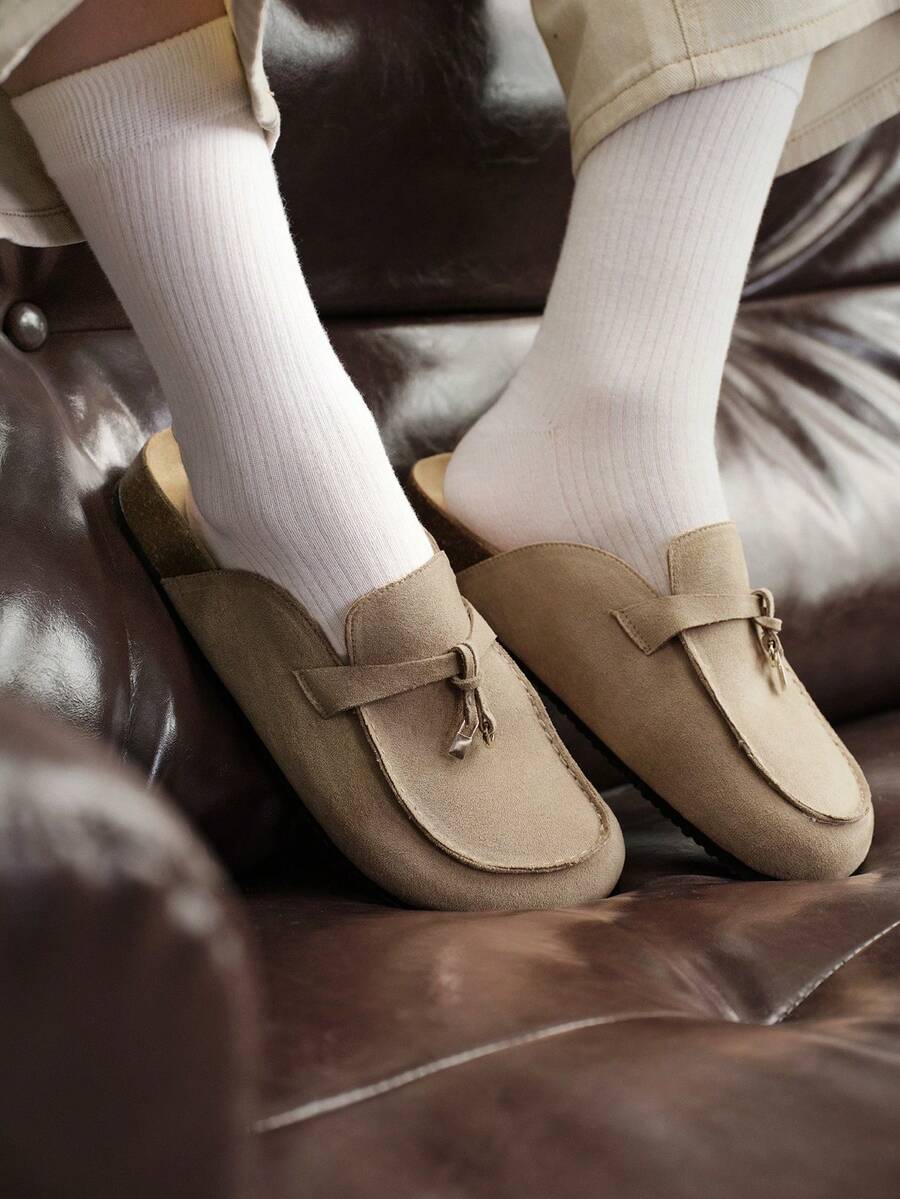Solecia Damen Vintage Quasten Slip-On bequeme vielseitige Loafer, geeignet für Pendeln, Dates, Partys, Hochzeiten, Urlaub - Aprikosenfarben - Übersicht 1