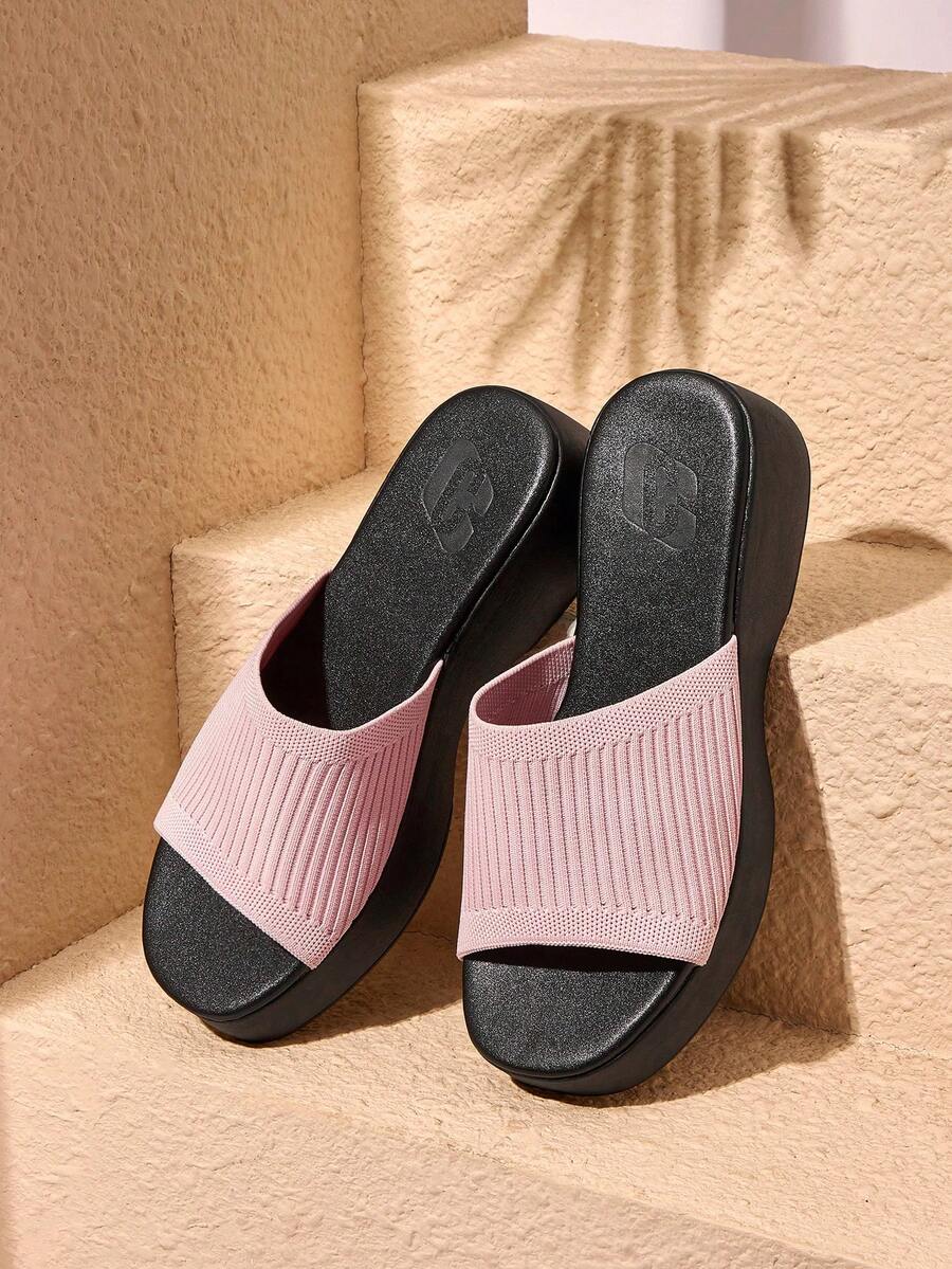 Women's Fashionable Thick Sole Wedge Sandals, Versatile For Daily Wear - Mauve Purple - View 1