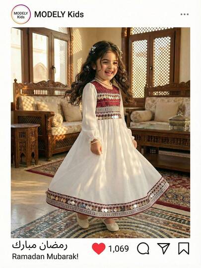 SHEIN رمضان
قرقيعان 
فستان العيد جلابيات رمضان 
جلابيات       
جلابيه       
الملابس التقليدية العربية      
Abaya       جلابية       
قفطان        جراب Young Girl Sequin Patchwork Round Neck Long Sleeve Casual Dress Long Dress For Girls Girls Frock Kids Dress Dress Ivory With Red Accents, White And Burgundy Dress Kids, Kids Arabic Dress