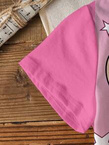 THE POWERPUFF GIRLS X SHEIN Young Girl Blossom, Bubbles, Buttercup Pattern Round Neck Short Sleeve T-Shirt - Multicolor - View 19