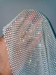 EgrlEra Women's Rhinestone Fishnet Tank Top, Sexy Sheer Sparkly, Suitable For Holiday Party - White - View 7