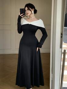 DAZY Đầm thiết kế nơ, dáng ôm tôn dáng, đầm dài kiểu Pháp dành cho nữ, đầm maxi mùa hè. - màu đen - Xem 7