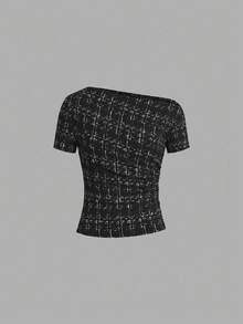 Ellevyn 3 قطع تيشيرتات نسائية بياقة غير متماثلة مطوية ضيقة، للارتداء اليومي والمكتبي، صيفية - متعدد الألوان - مشاهدة 3