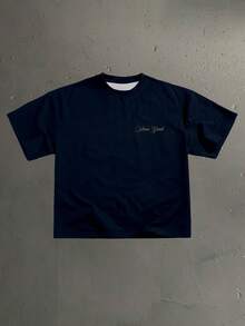 StoneGrade Áo thun nam tay ngắn cổ tròn in họa tiết toàn thân - Màu xanh hải quân - Xem 2