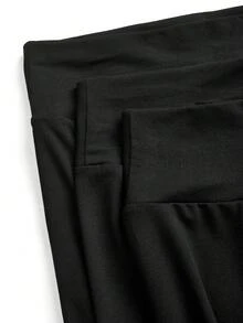 SHEIN SXY 3pcs/Set Casual Sports Daily Commute Simple Versatile Solid Black Leggings, 3 Lengths: Capri/7/8 Length/Full Length - Black - View 11
