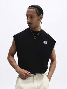 SUMWON Graphic Tank Top Sleeveless Cotton Crew Neck Casual Summer Streetwear Fashion Statement Design Print - Black - View 2