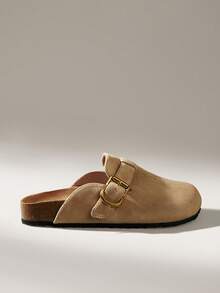 Solecia Sepatu Flat Slip-On Kasual Modis dengan Desain Gesper untuk Wanita - Aprikot - View 9