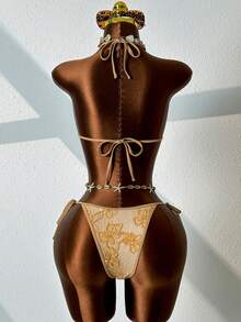 Zestiva 女士性感比基尼泳衣，适合海滩、度假村、派对等场合 - 橘色 - 查看 5