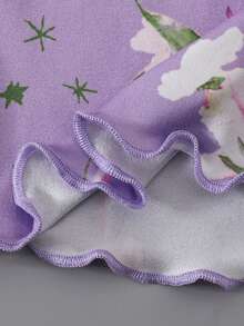 SHEIN 8件套女婴0-3岁春夏休闲日常穿着可爱芭蕾舞女童无袖T恤和短裤套装 - 紫色 - 查看 4