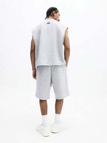 SUMWON Men's Matching Tank Top And Drawstring Shorts Set With Small Chest Logo Summer Loungewear Outfit - Grey - View 2