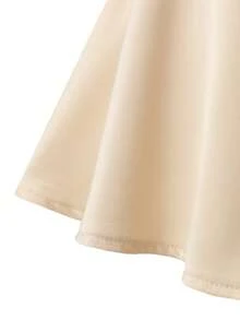 Olithes 女士优雅时尚腰带宽松阔腿短裤 - 杏色 - 查看 4