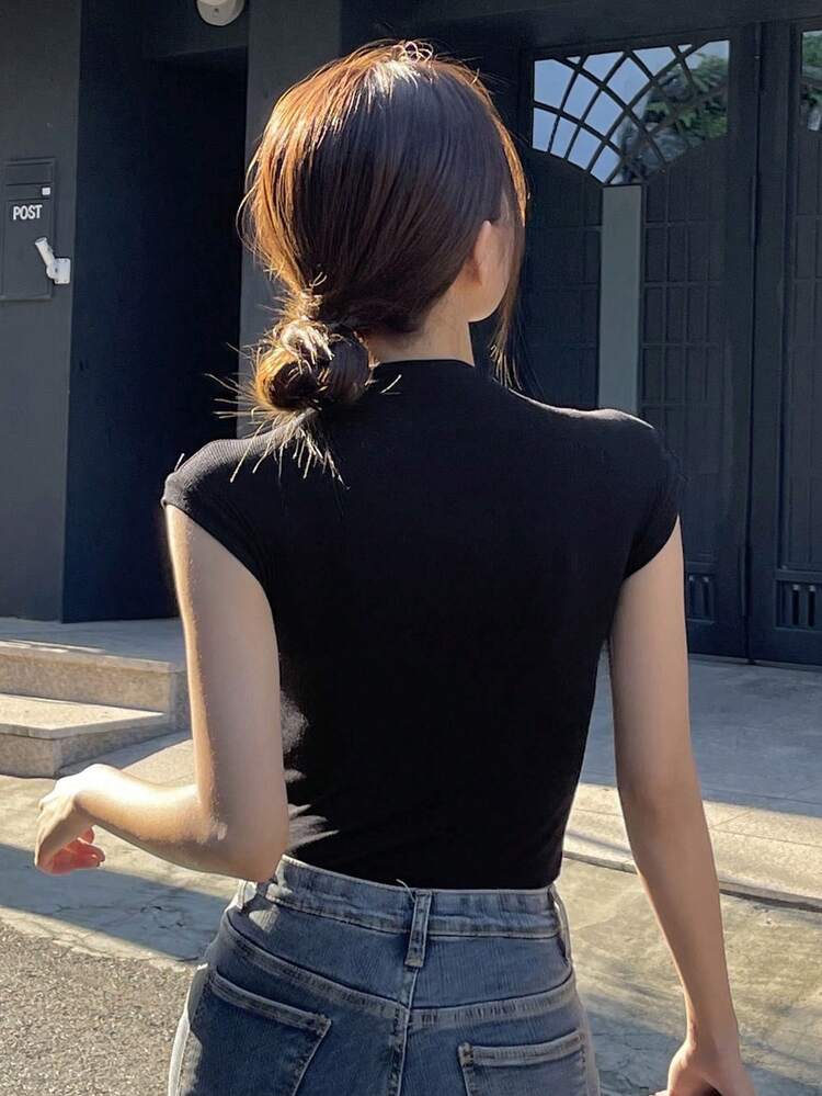 Solid Batwing Sleeve Tee